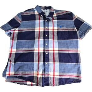 US Polo Assn Mens Button Down‎ Madras Plaid Size 3XL Shirt Short Sleeve